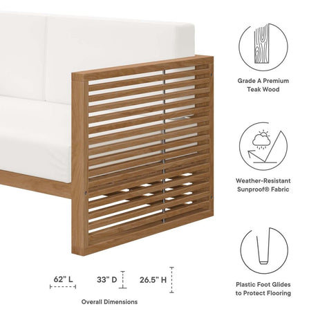 Carlsbad Teak Wood Outdoor Patio Loveseat - BUILDMYPLACE