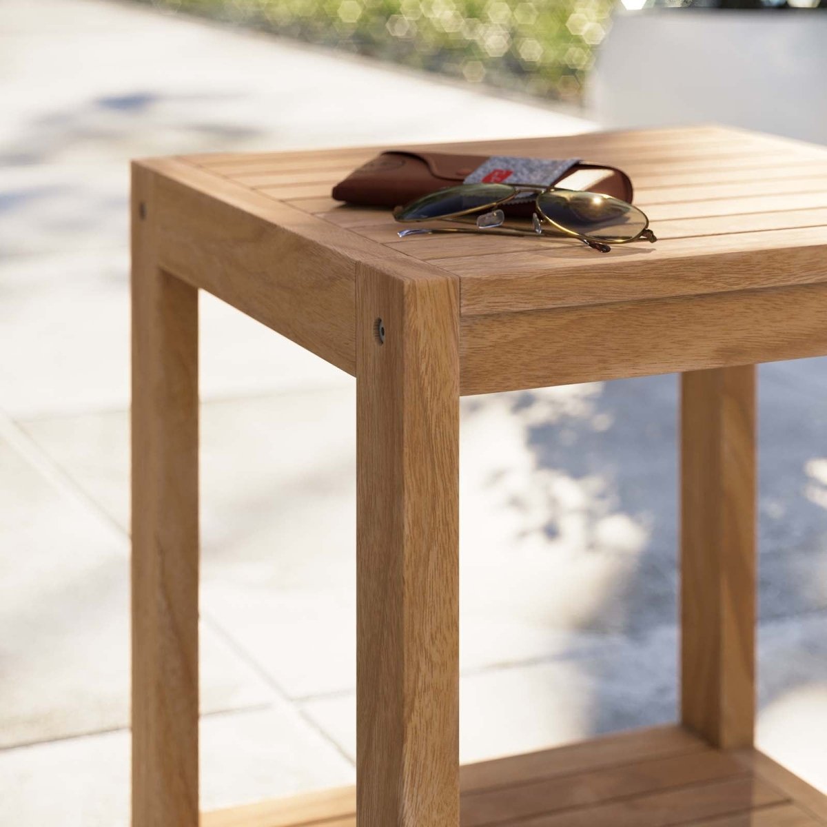 Carlsbad Teak Wood Outdoor Patio Side Table - BUILDMYPLACE