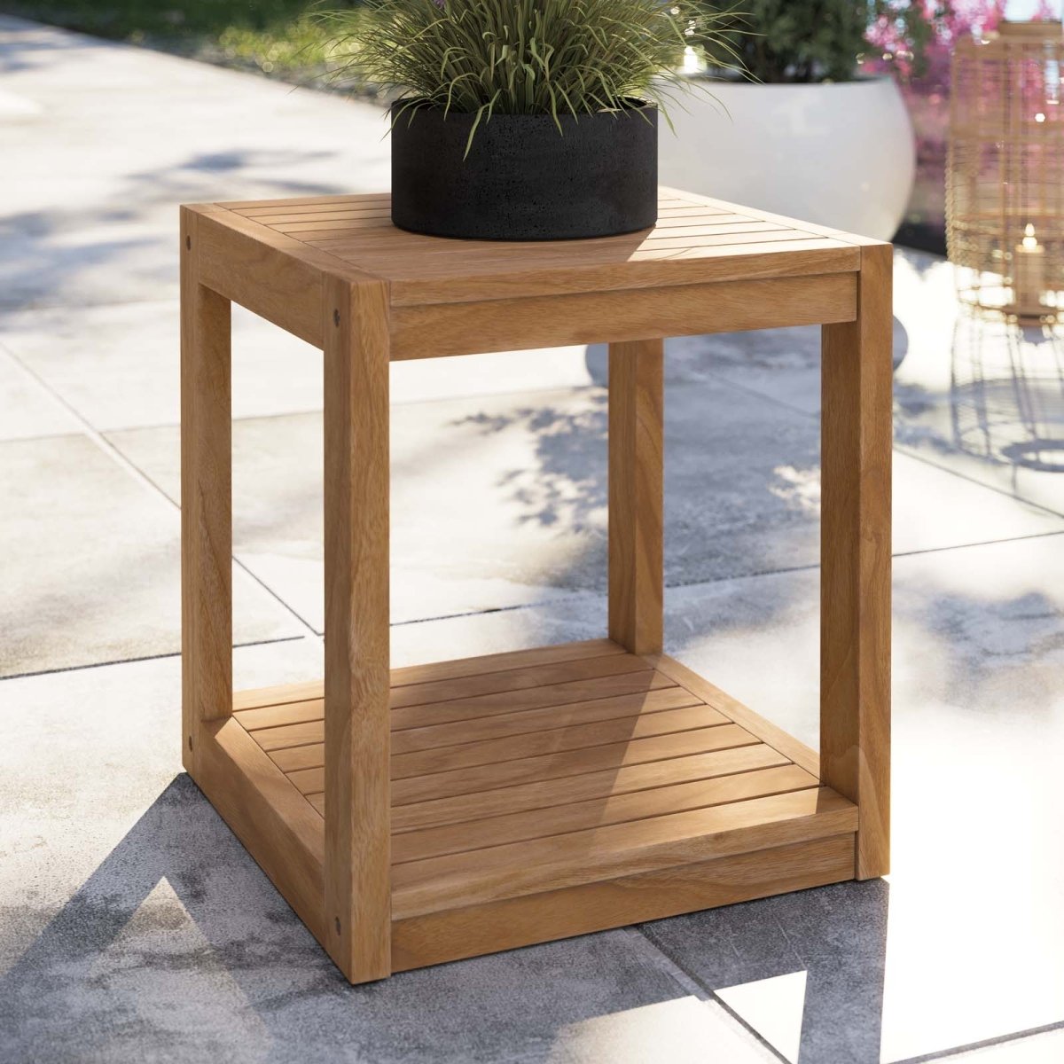 Carlsbad Teak Wood Outdoor Patio Side Table - BUILDMYPLACE