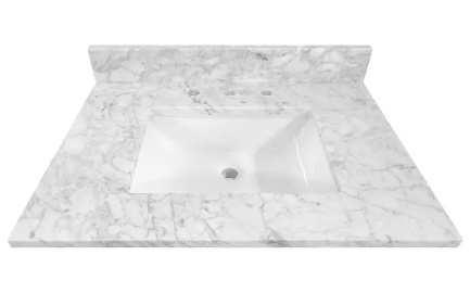 Carrara White Marble Rectangular Bathroom Vanity Sink Top - BUILDMYPLACE