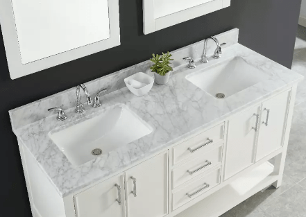 Carrara White Marble Rectangular Bathroom Vanity Sink Top - BUILDMYPLACE