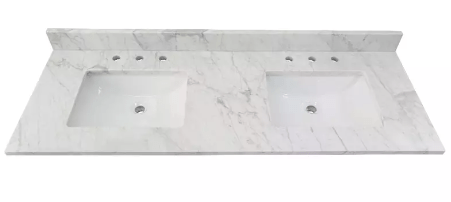 Carrara White Marble Rectangular Bathroom Vanity Sink Top - BUILDMYPLACE