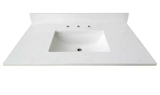 Carrara White Quartz Rectangular Bathroom Vanity Sink Top - BUILDMYPLACE