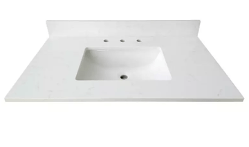 Carrara White Quartz Rectangular Bathroom Vanity Sink Top