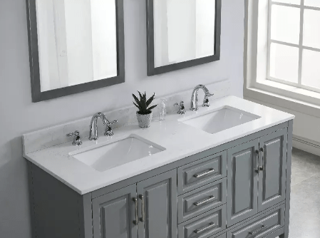 Carrara White Quartz Rectangular Bathroom Vanity Sink Top - BUILDMYPLACE