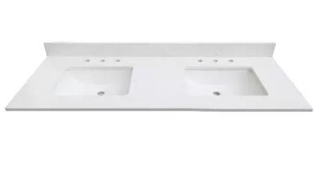 Carrara White Quartz Rectangular Bathroom Vanity Sink Top - BUILDMYPLACE