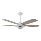 Striker White/Wood 5 Blade Smart Ceiling Fan with Dimmable LED Light Kit Works with Remote Control, Wi-Fi apps and Voice control via Google Assistant/Alexa/Siri