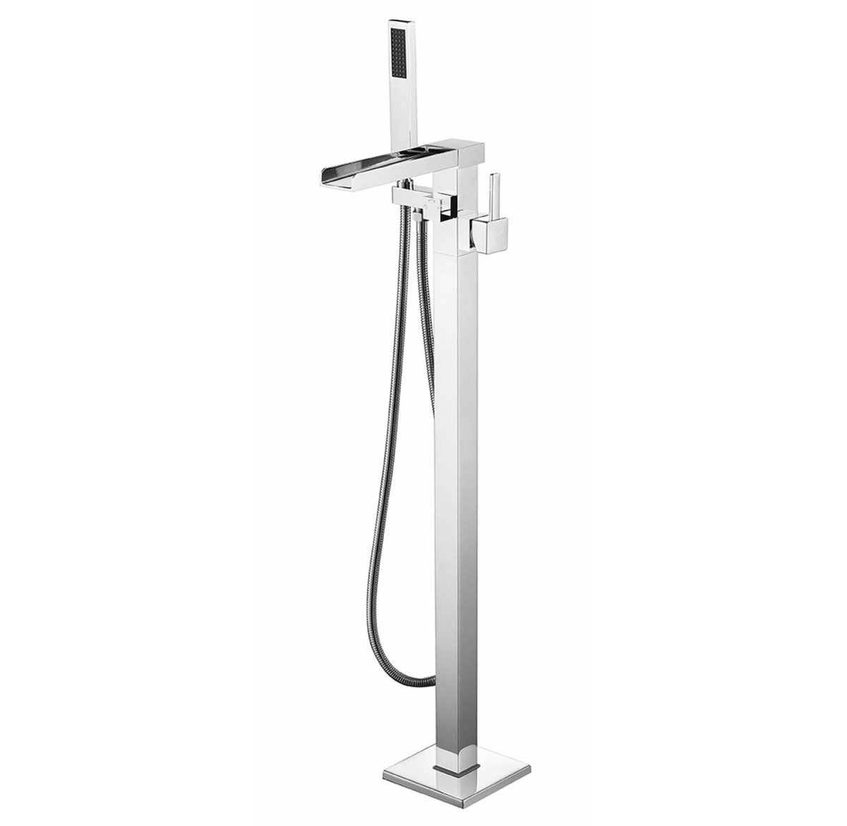 Cascata Free Standing Bathtub Filler/Faucet w/ Handheld Showerwand - Chrome - BUILDMYPLACE