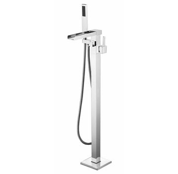 Cascata Free Standing Bathtub Filler/Faucet w/ Handheld Showerwand - Chrome