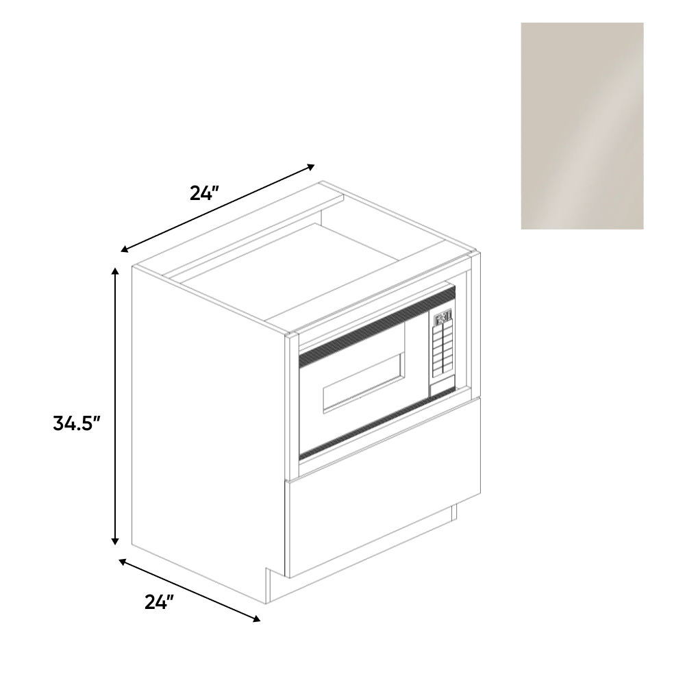 Cashmere Gloss - Base Microwave Cabinet - 24"W x 34.5"H x 24"D - Pre Assembled - Frameless Cabinet - BUILDMYPLACE