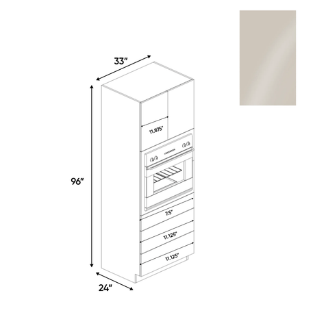 Cashmere Gloss - Tall Oven Cabinet - 33"W x 96"H x 24"D - Pre Assembled - Frameless Cabinet - BUILDMYPLACE