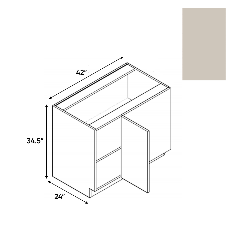 Cashmere Matte - Blind Corner Base Cabinet - 42"W x 34.5"H x 24"D - Pre Assembled - Frameless Cabinet - BUILDMYPLACE