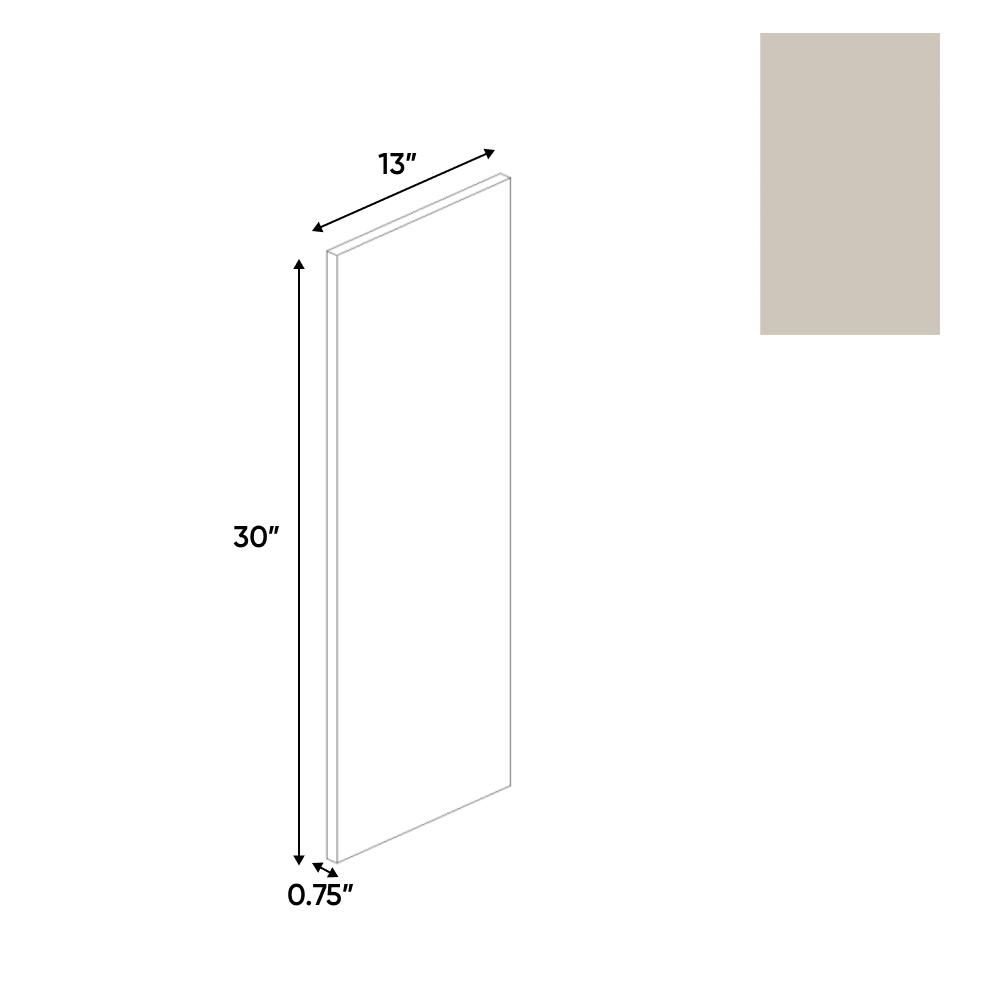 Cashmere Matte - Finished End Wall Panel - 13"W x 30"H x 0.75"D - Pre Assembled - Frameless Cabinet - BUILDMYPLACE