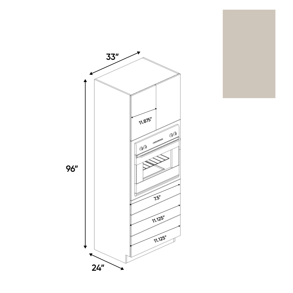 Cashmere Matte - Tall Oven Cabinet - 33"W x 96"H x 24"D - Pre Assembled - Frameless Cabinet - BUILDMYPLACE