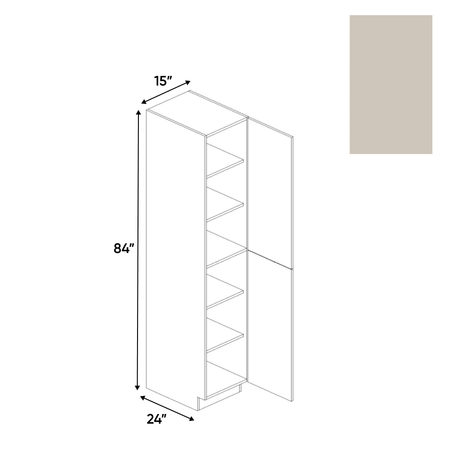 Cashmere Matte - Tall Pantry Cabinet - 15"W x 84"H x 24"D - Pre Assembled - Frameless Cabinet - BUILDMYPLACE