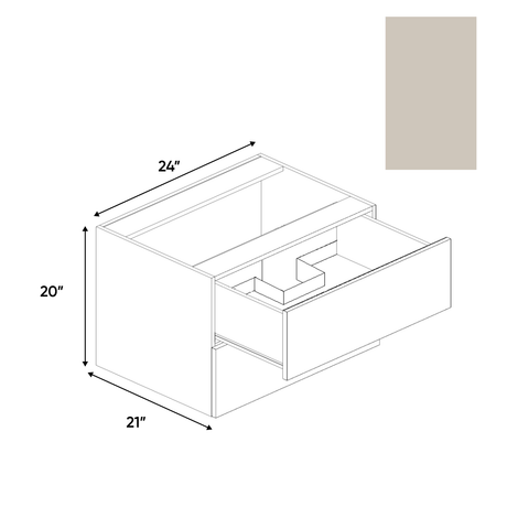 Cashmere Matte - Vanity Hanging Drawer Sink Base Cabinet - 24"W x 20"H x 21"D - Pre Assembled - Frameless Cabinet - BUILDMYPLACE