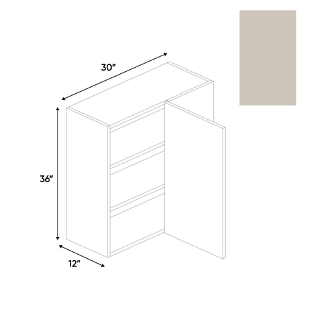 Cashmere Matte - Wall Blind Corner Cabinet - 30"W x 36"H x 12"D - Pre Assembled - Frameless Cabinet - BUILDMYPLACE