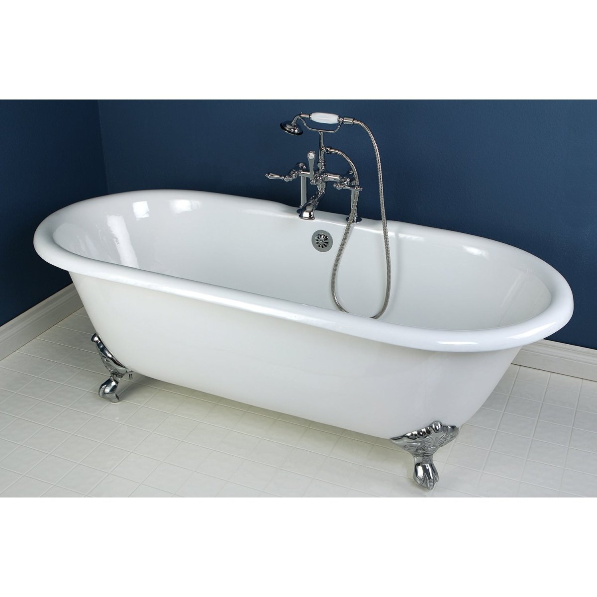 Cast Iron Double Ended Clawfoot Tub with 7 - Inch Faucet Drillings - BUILDMYPLACE