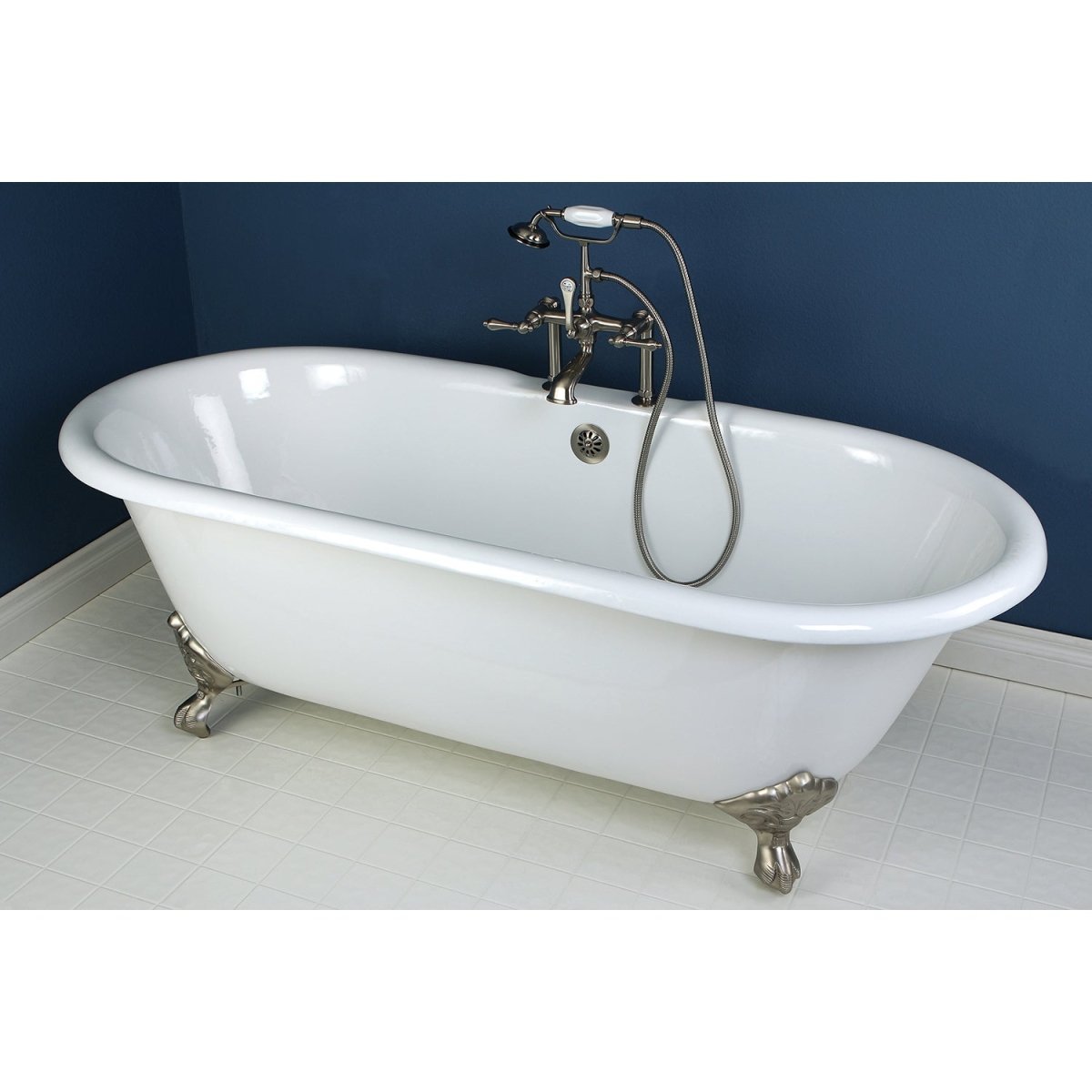 Cast Iron Double Ended Clawfoot Tub with 7 - Inch Faucet Drillings - BUILDMYPLACE