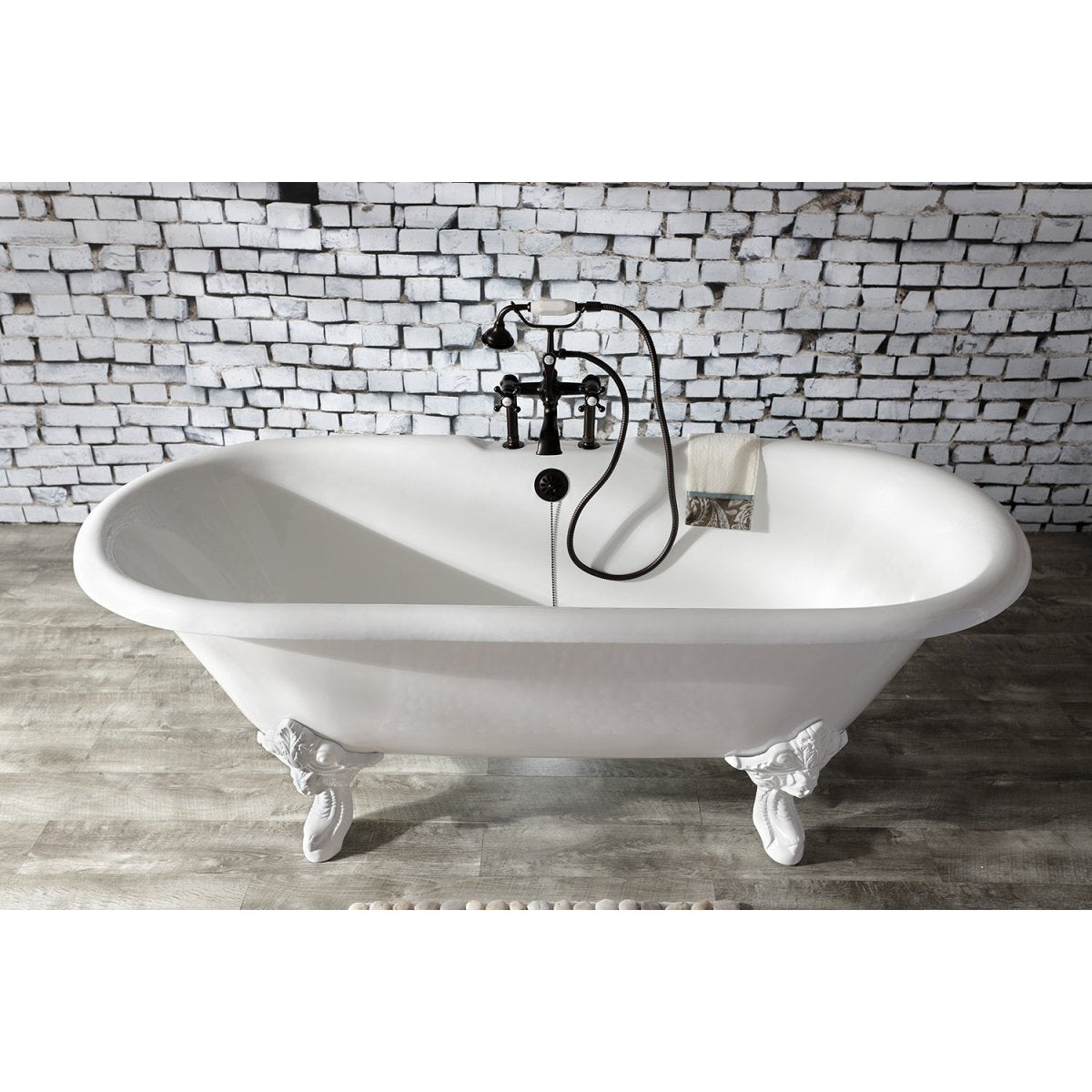 Cast Iron Double Ended Clawfoot Tub with 7 - Inch Faucet Drillings - BUILDMYPLACE