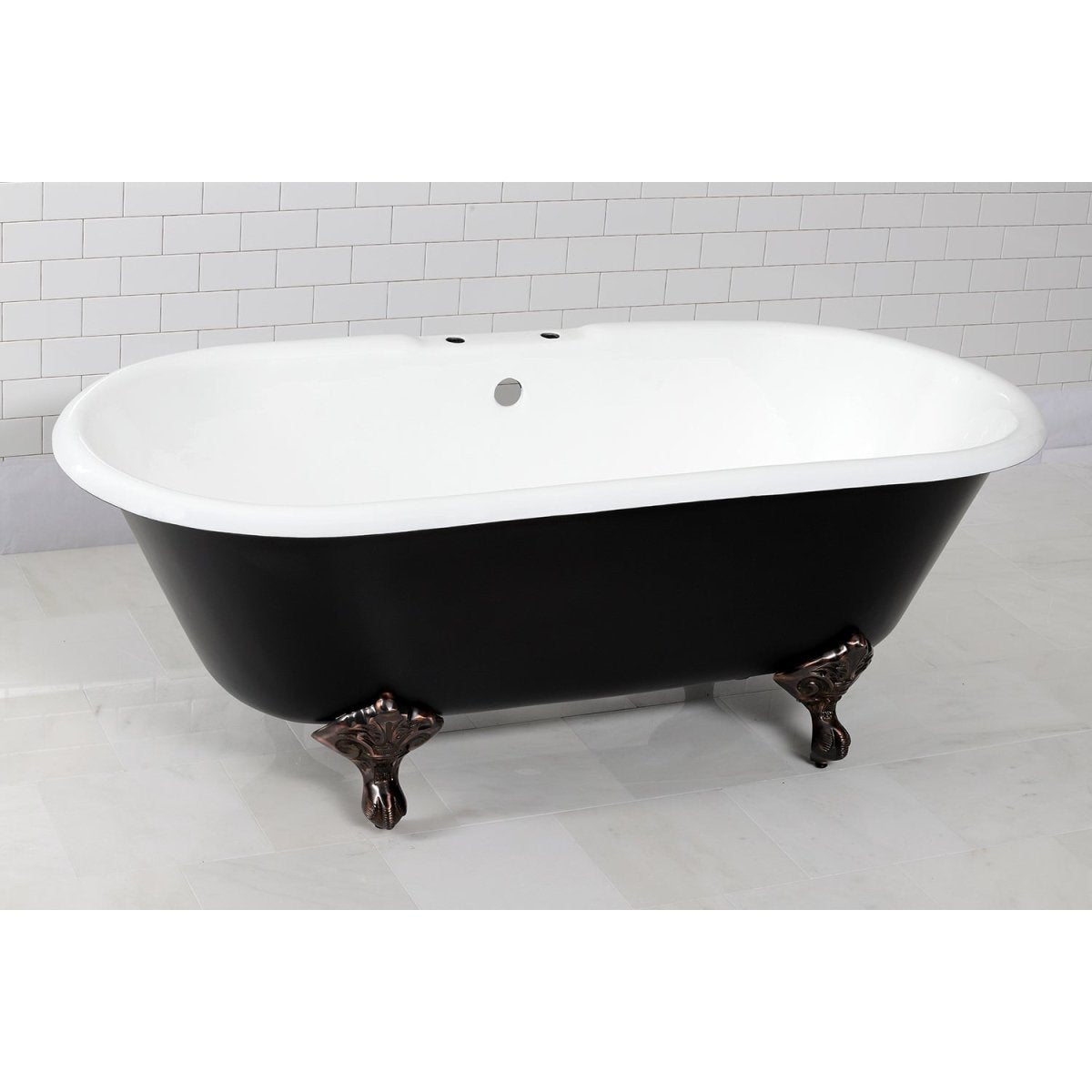 Cast Iron Double Ended Clawfoot Tub with 7 - Inch Faucet Drillings - BUILDMYPLACE