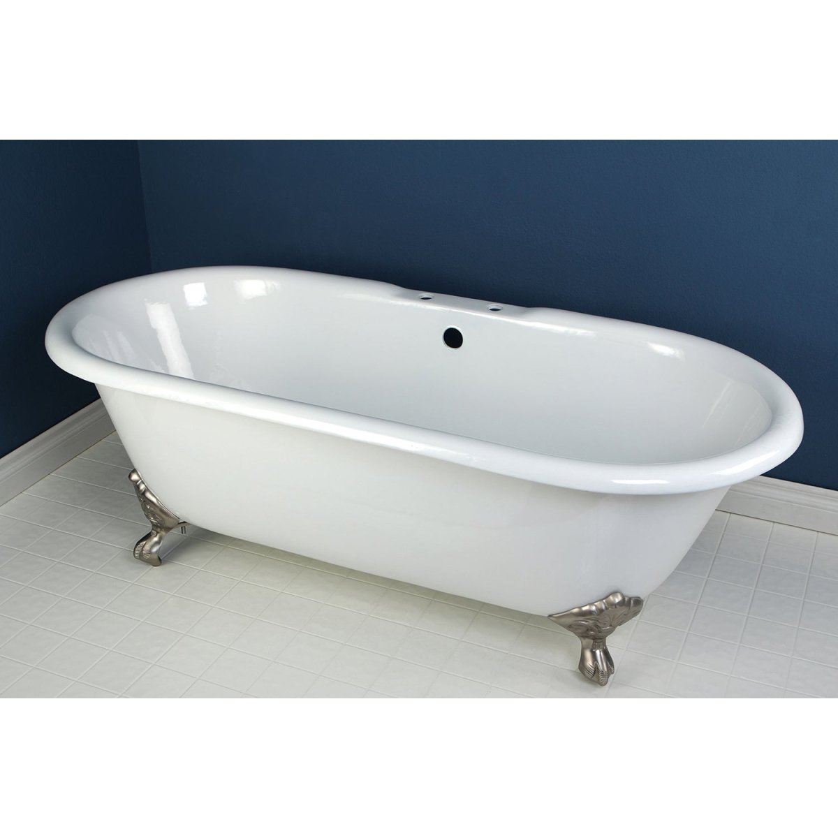 Cast Iron Double Ended Clawfoot Tub with 7 - Inch Faucet Drillings - BUILDMYPLACE