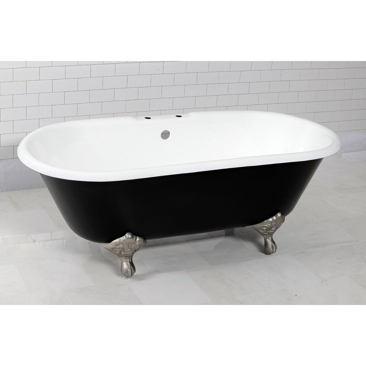 Cast Iron Double Ended Clawfoot Tub with 7 - Inch Faucet Drillings - BUILDMYPLACE