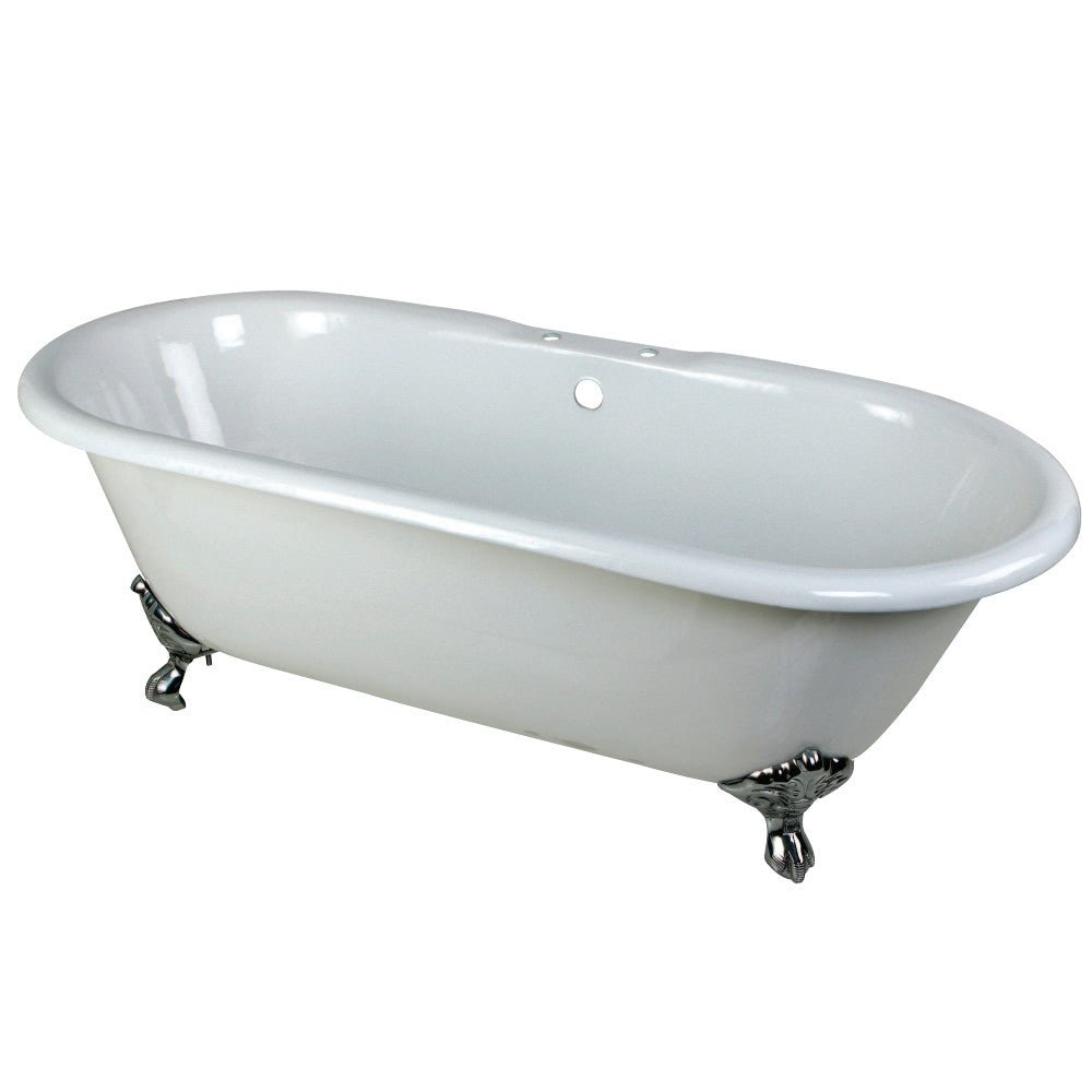 Cast Iron Double Ended Clawfoot Tub with 7 - Inch Faucet Drillings - BUILDMYPLACE