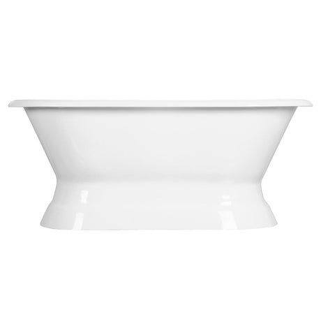 Cast Iron Double Ended Pedestal Tub (No Faucet Drillings), White - BUILDMYPLACE