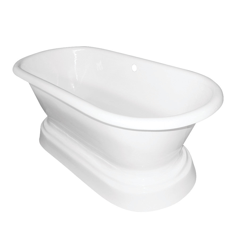 Cast Iron Double Ended Pedestal Tub (No Faucet Drillings), White - BUILDMYPLACE