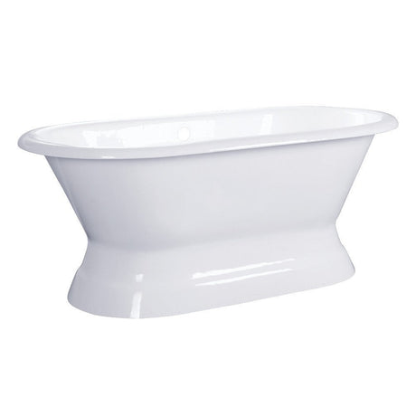 Cast Iron Double Ended Pedestal Tub (No Faucet Drillings), White - BUILDMYPLACE