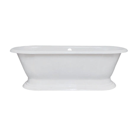 Cast Iron Double Ended Pedestal Tub (No Faucet Drillings), White - BUILDMYPLACE