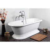 Cast Iron Double Ended Pedestal Tub (No Faucet Drillings), White - BUILDMYPLACE