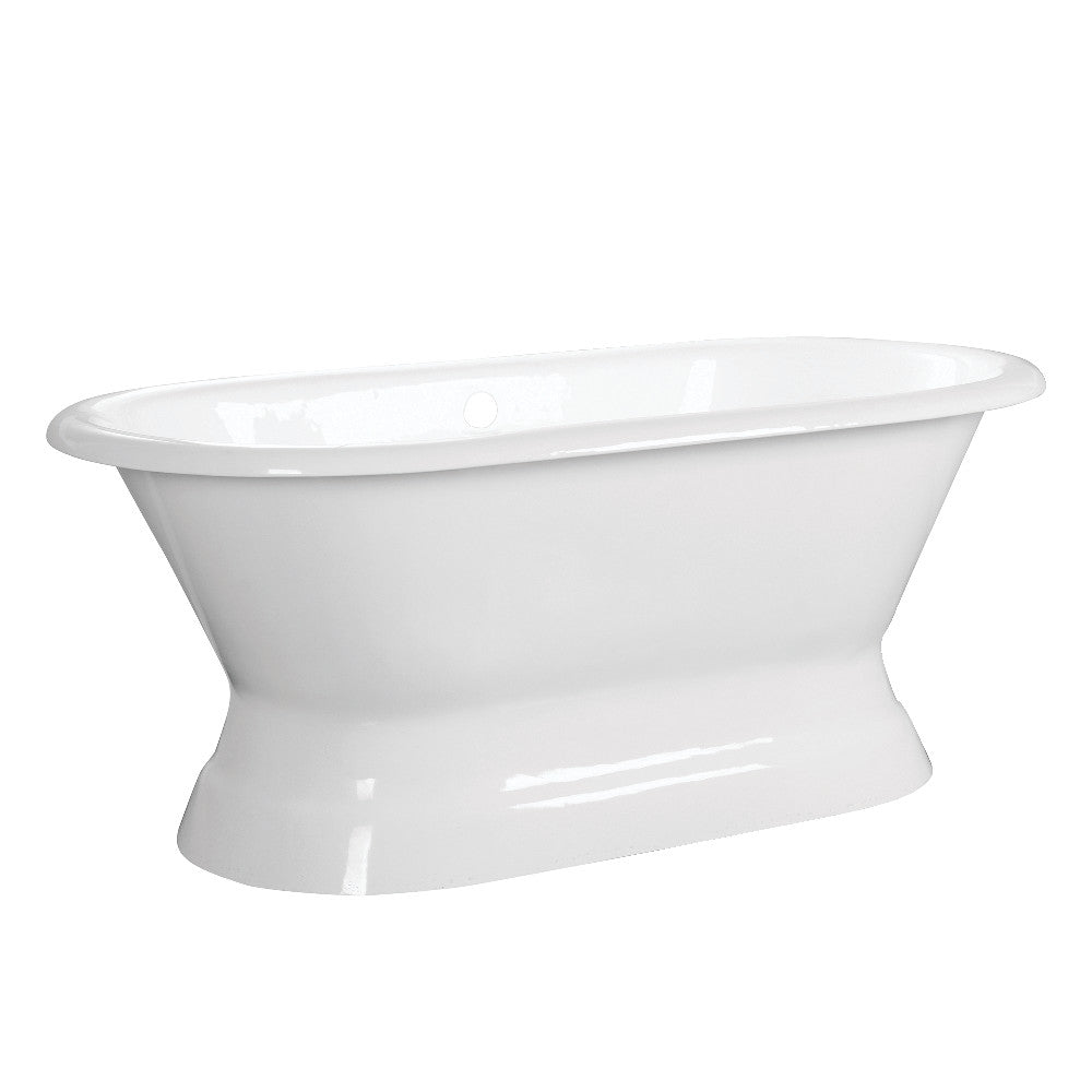 Cast Iron Double Ended Pedestal Tub (No Faucet Drillings), White - BUILDMYPLACE