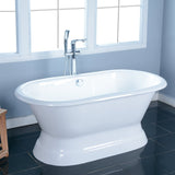 Cast Iron Double Ended Pedestal Tub (No Faucet Drillings), White - BUILDMYPLACE