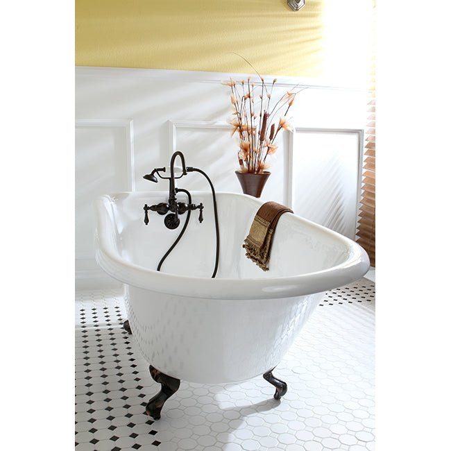 Cast Iron Roll Top Clawfoot Tub with 3 - 3/8 Inch Wall Drillings - BUILDMYPLACE