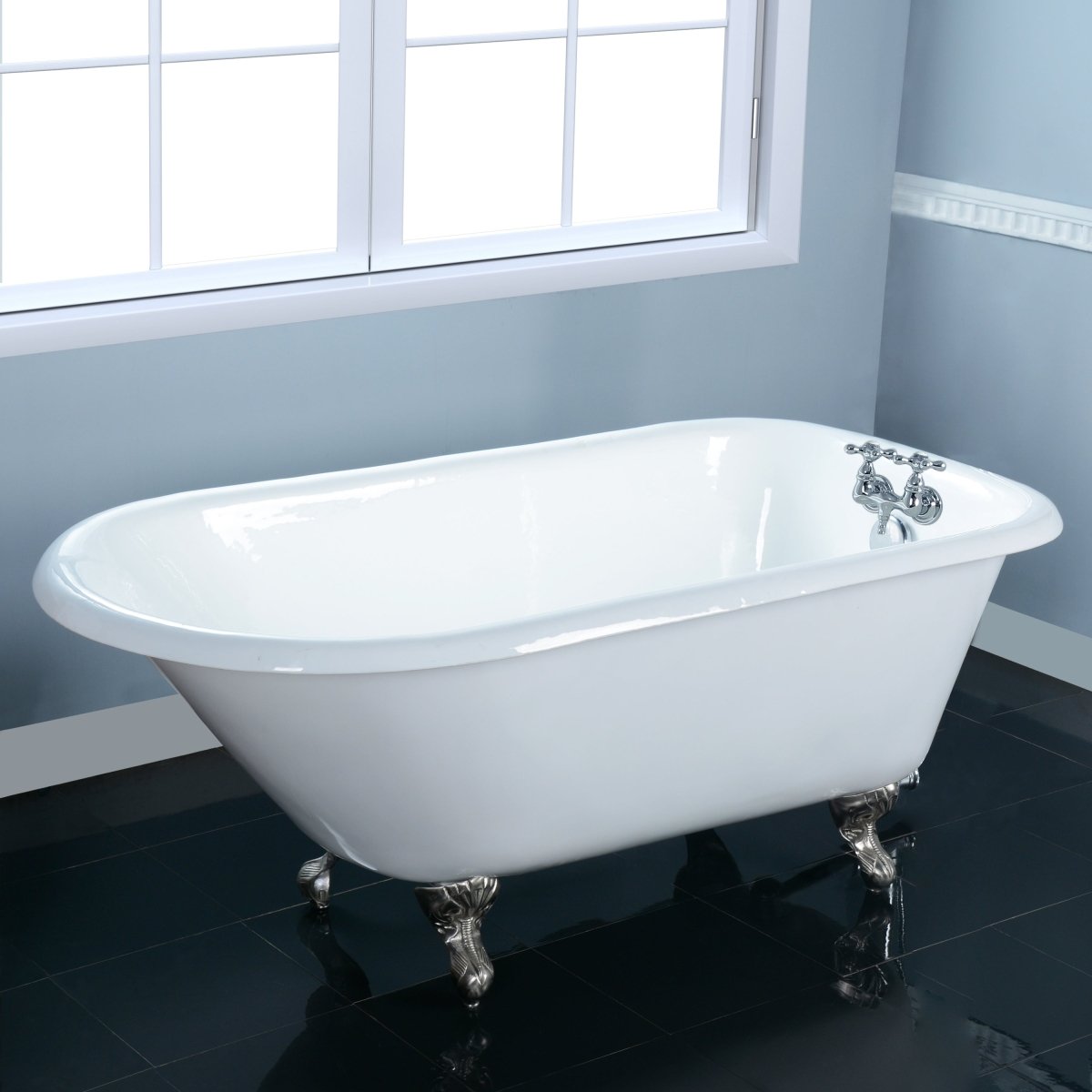 Cast Iron Roll Top Clawfoot Tub with 3 - 3/8 Inch Wall Drillings - BUILDMYPLACE