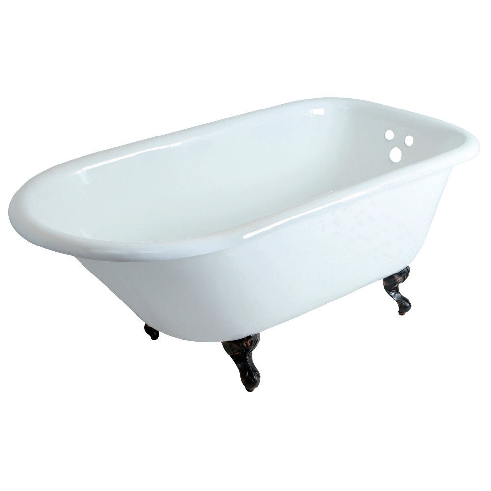 Cast Iron Roll Top Clawfoot Tub with 3 - 3/8 Inch Wall Drillings - BUILDMYPLACE