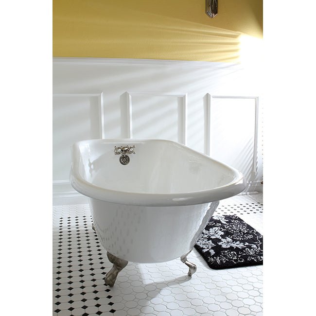 Cast Iron Roll Top Clawfoot Tub with 3 - 3/8 Inch Wall Drillings - BUILDMYPLACE