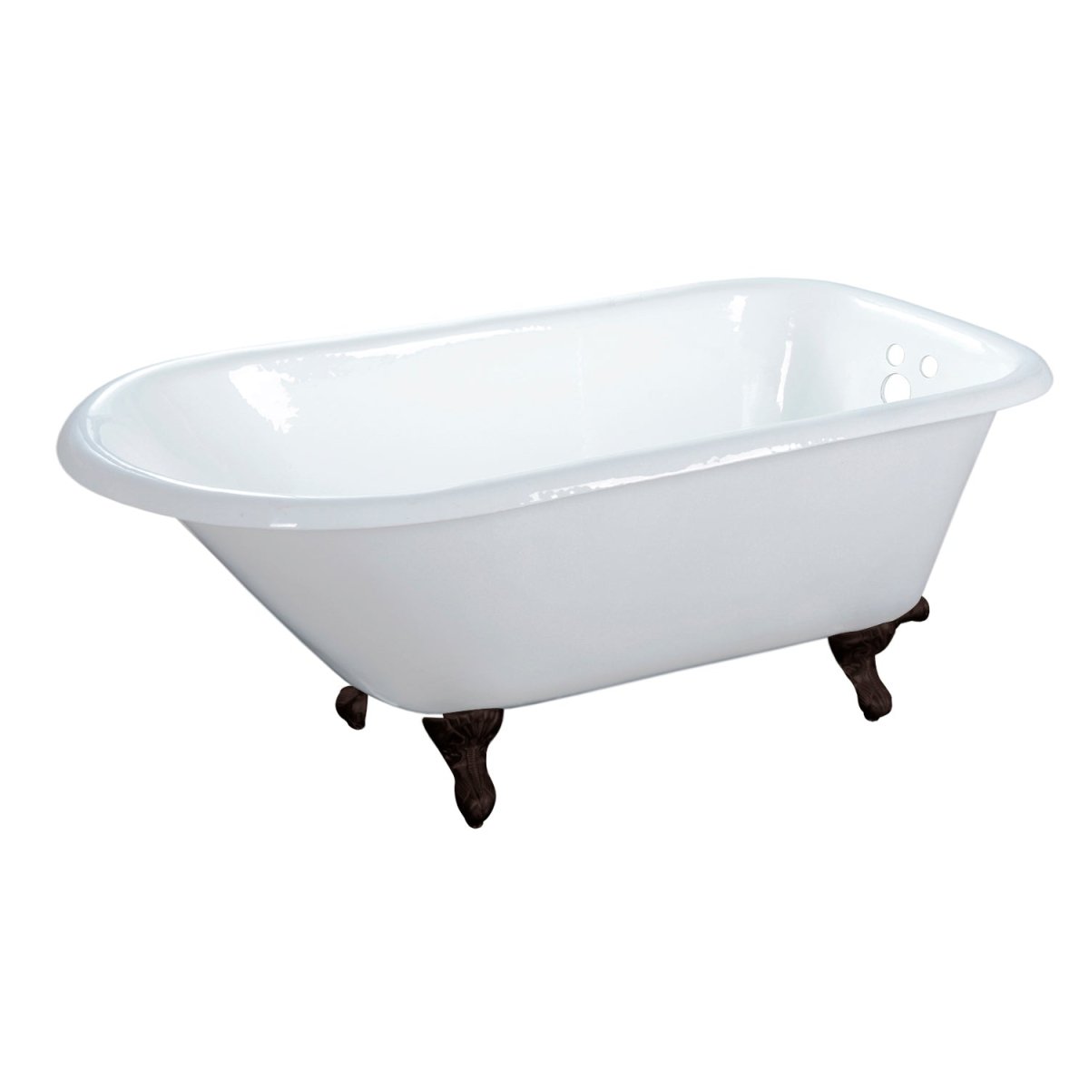 Cast Iron Roll Top Clawfoot Tub with 3 - 3/8 Inch Wall Drillings - BUILDMYPLACE