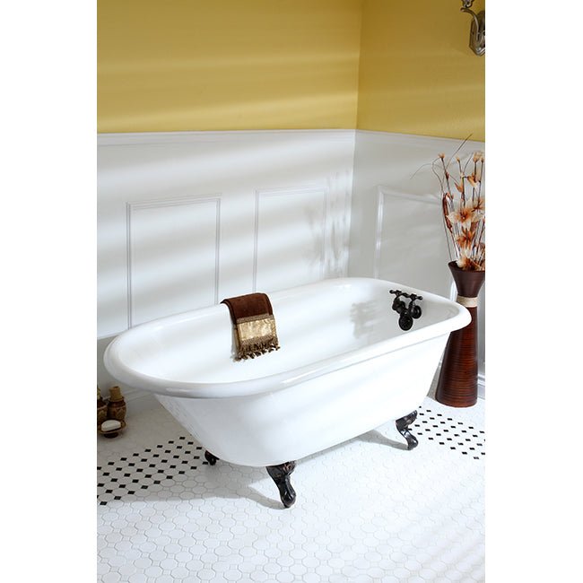 Cast Iron Roll Top Clawfoot Tub with 3 - 3/8 Inch Wall Drillings - BUILDMYPLACE