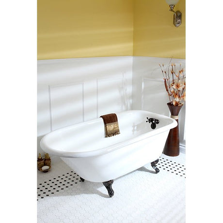 Cast Iron Roll Top Clawfoot Tub with 3 - 3/8 Inch Wall Drillings - BUILDMYPLACE