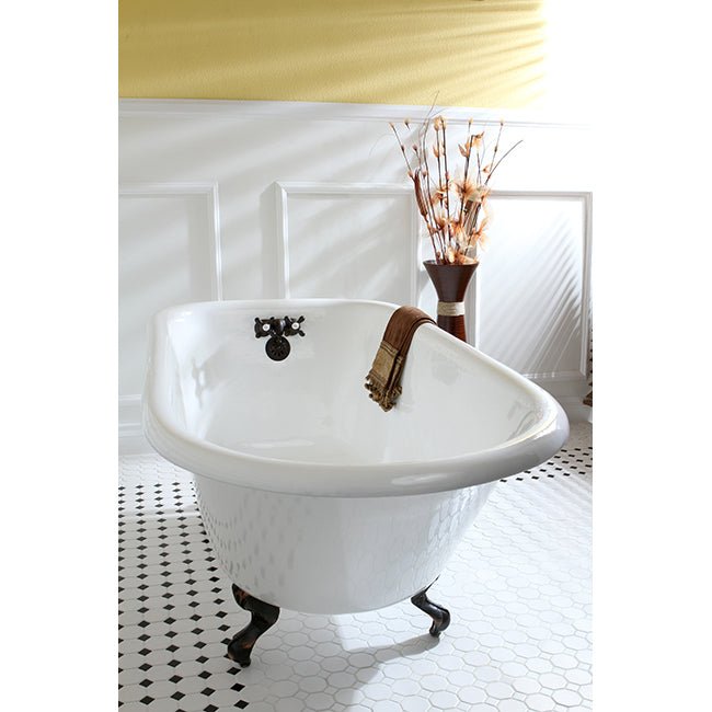 Cast Iron Roll Top Clawfoot Tub with 3 - 3/8 Inch Wall Drillings - BUILDMYPLACE