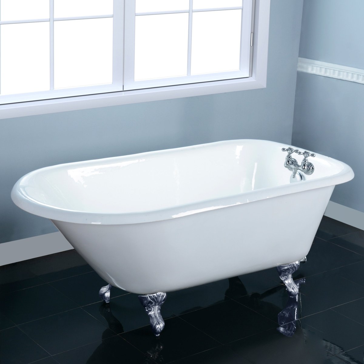 Cast Iron Roll Top Clawfoot Tub with 3 - 3/8 Inch Wall Drillings - BUILDMYPLACE