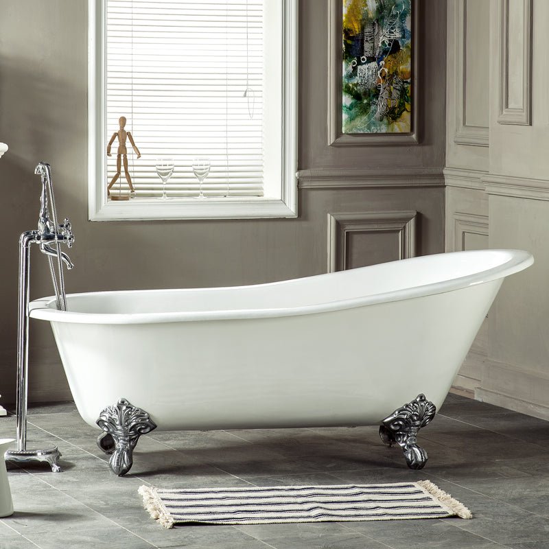 Cast Iron Single Slipper Clawfoot Tub (No Faucet Drillings) - BUILDMYPLACE