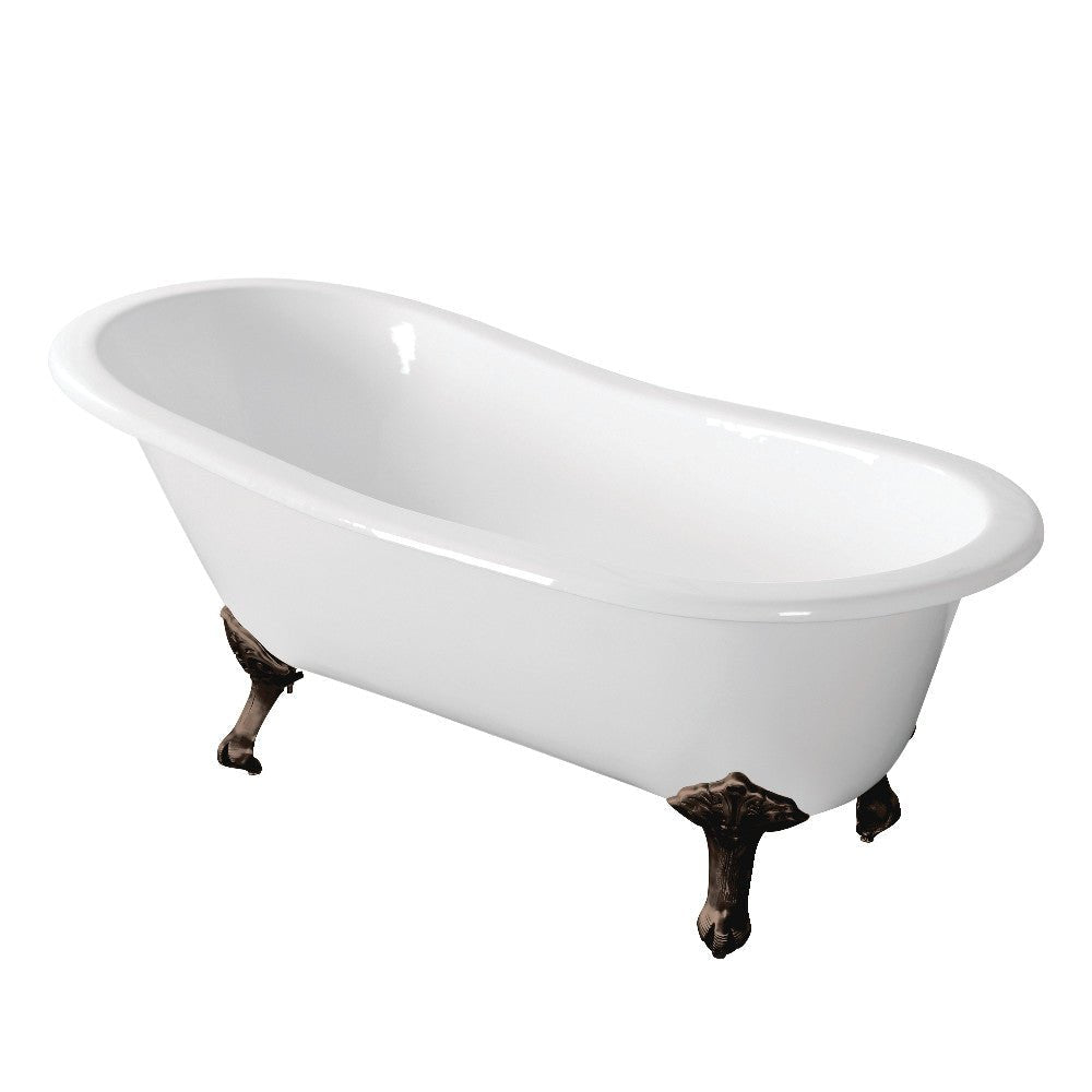 Cast Iron Single Slipper Clawfoot Tub (No Faucet Drillings) - BUILDMYPLACE