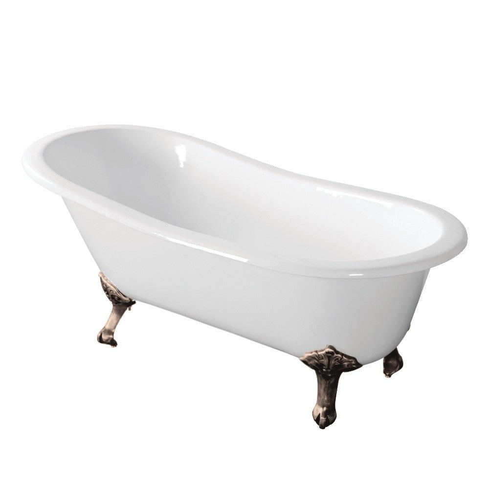 Cast Iron Single Slipper Clawfoot Tub (No Faucet Drillings) - BUILDMYPLACE