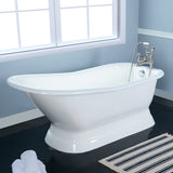 Cast Iron Single Slipper Pedestal Tub with 7 - Inch Faucet Drillings, White - BUILDMYPLACE