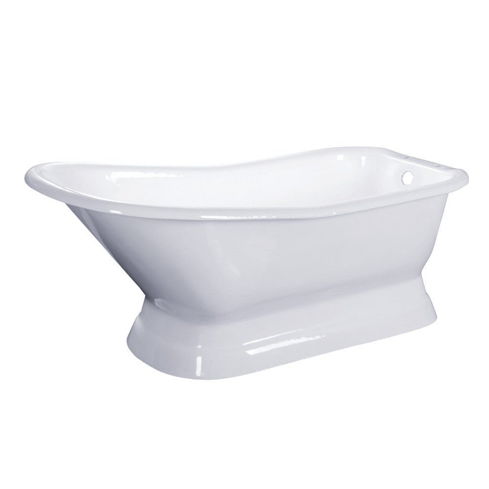 Cast Iron Single Slipper Pedestal Tub with 7 - Inch Faucet Drillings, White - BUILDMYPLACE