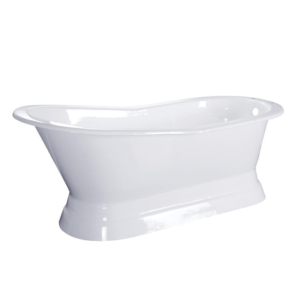 Cast Iron Single Slipper Pedestal Tub with 7 - Inch Faucet Drillings, White - BUILDMYPLACE